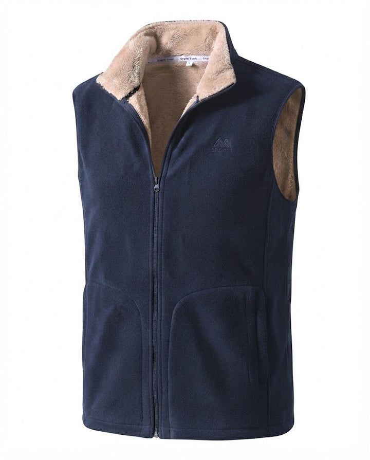 Herr Termisk Fleece Väst med Sherpa Foder, Hög Ståkrage och Dold Sidofickor