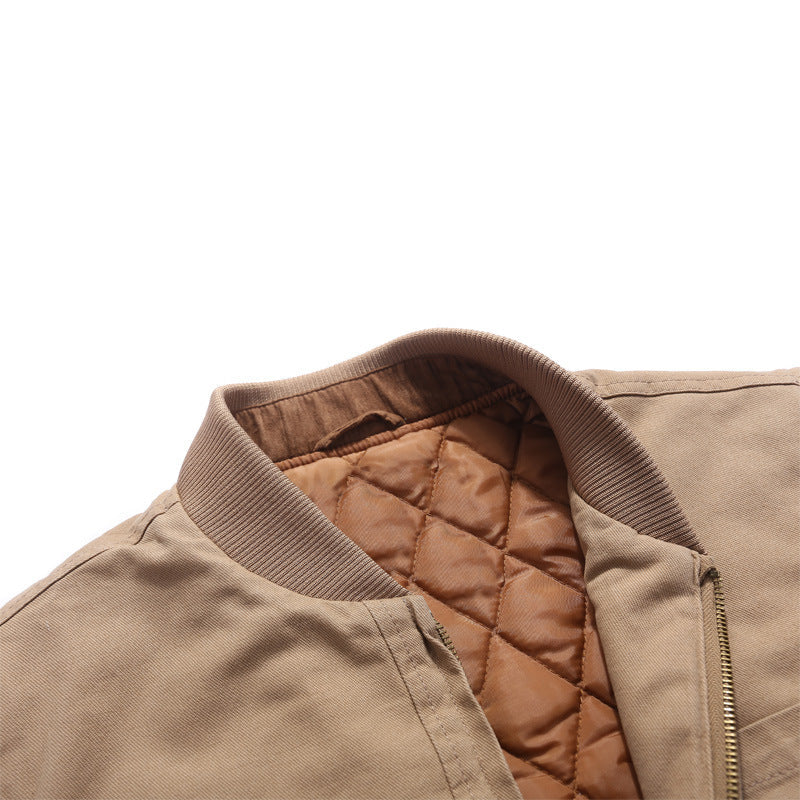 Herr Quiltad Canvas Utility Väst med Stående Krage och Termisk Isolering
