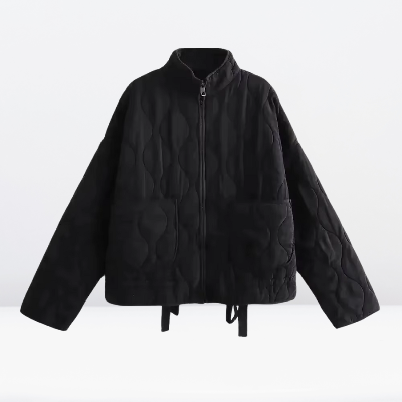 | Dam quiltad Jacka med Drawstring &amp; Dragkedja