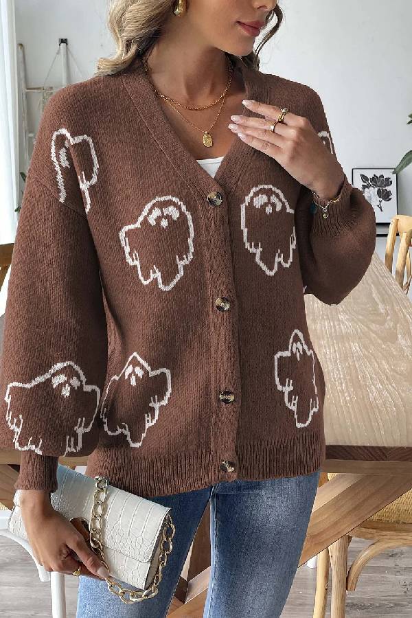 | Lös casual Cartoon Jacquard Jacka
