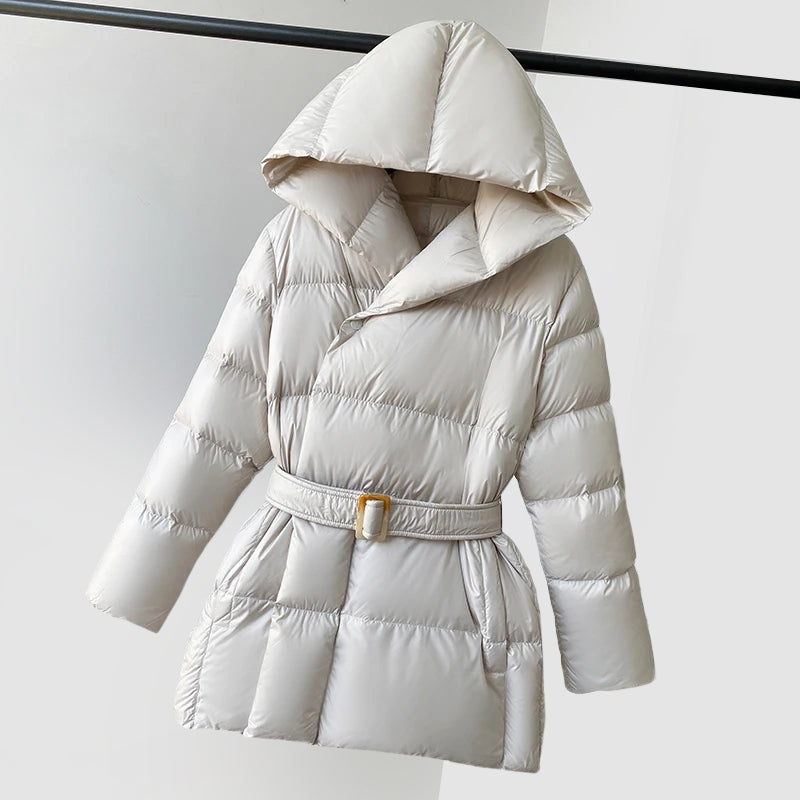 | Dam Vadderad Vadderad Jacka med Huva och Waist Belt