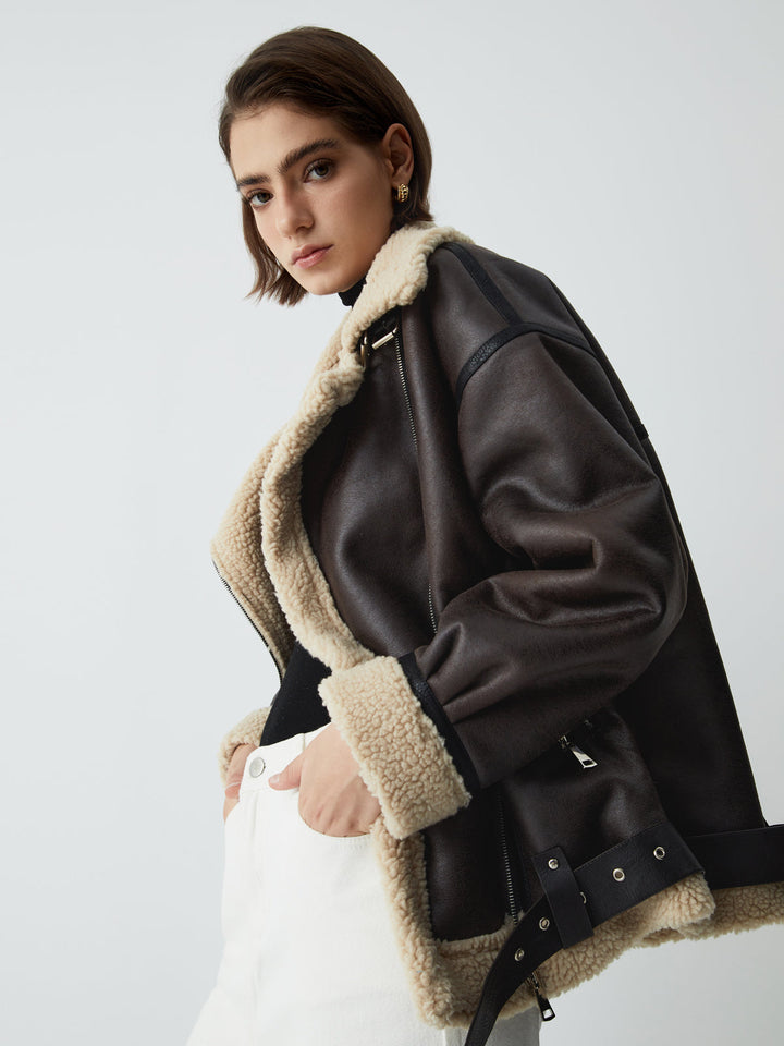 | Sherpa-Lined Sheepskin Aviator Jacka