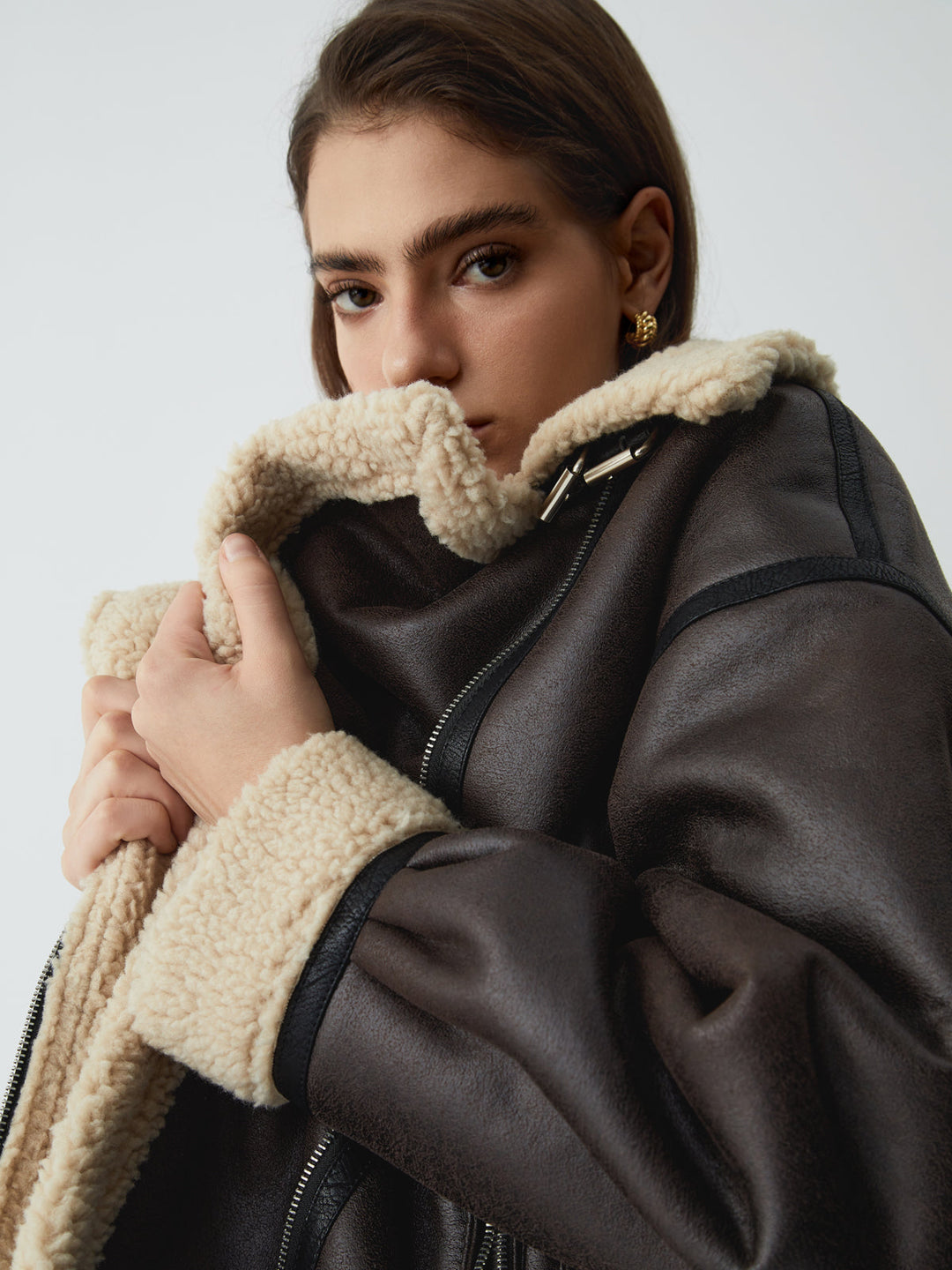 | Sherpa-Lined Sheepskin Aviator Jacka