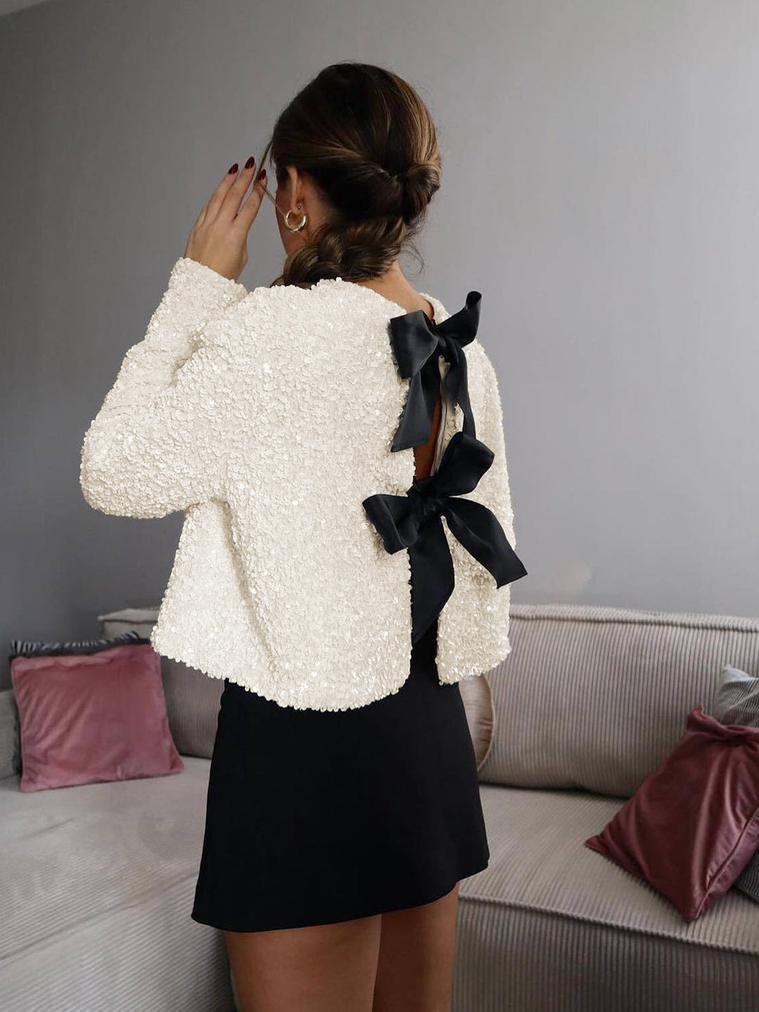 Sammet Bow Decor Jacka