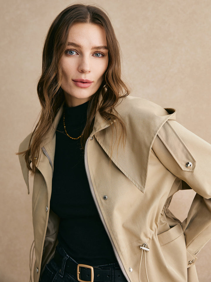 Kort Trenchcoat med Adjustable Midja - Klassisk &amp; Bekväm