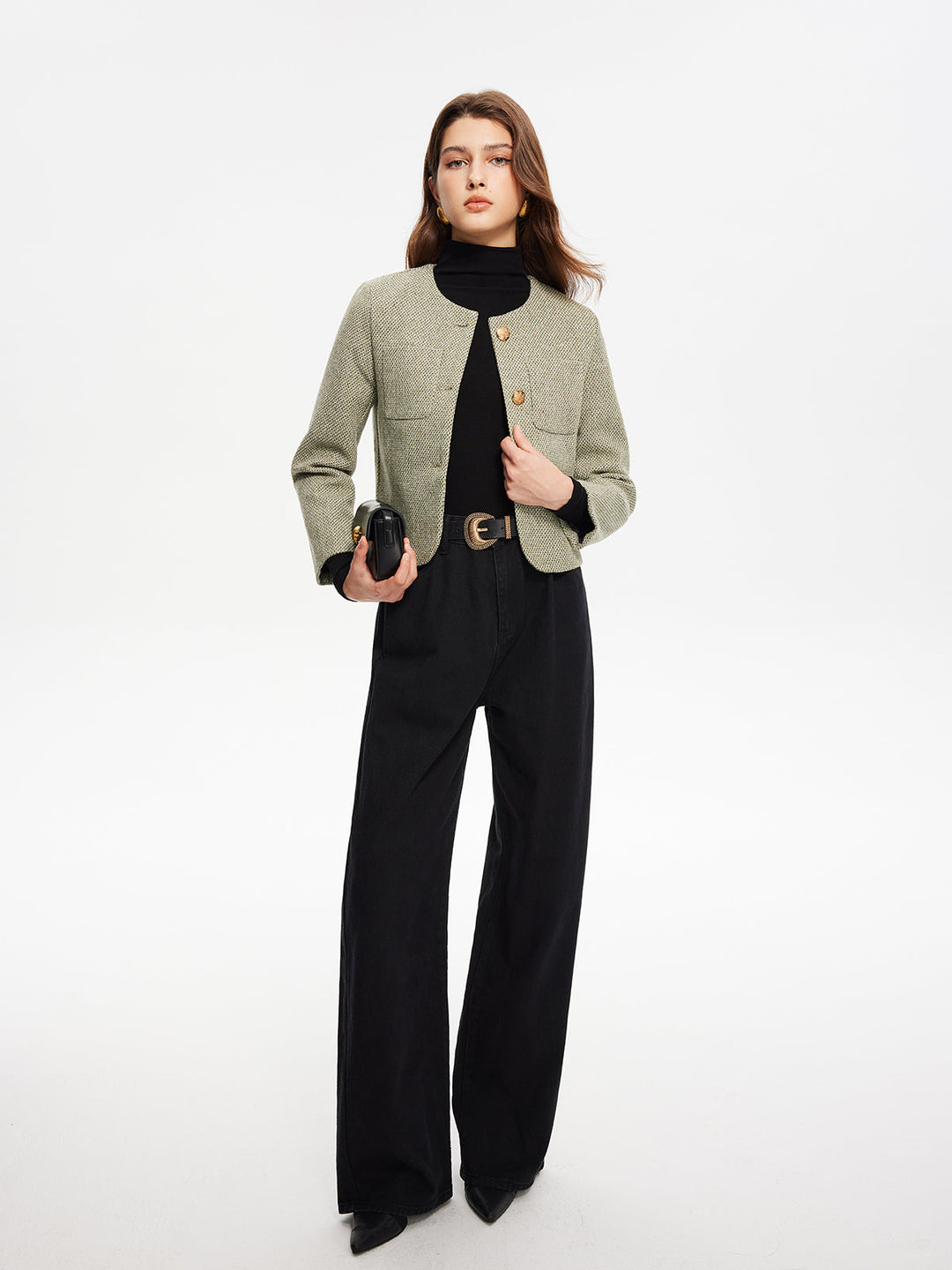 | Neck Fickor Tweed Jacka
