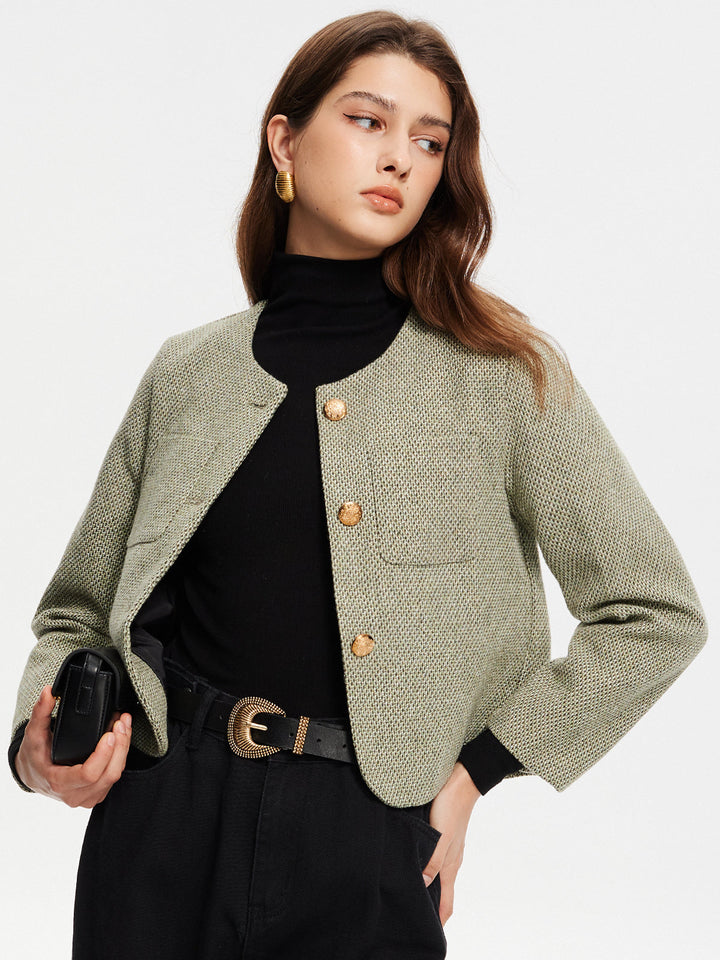 | Neck Fickor Tweed Jacka