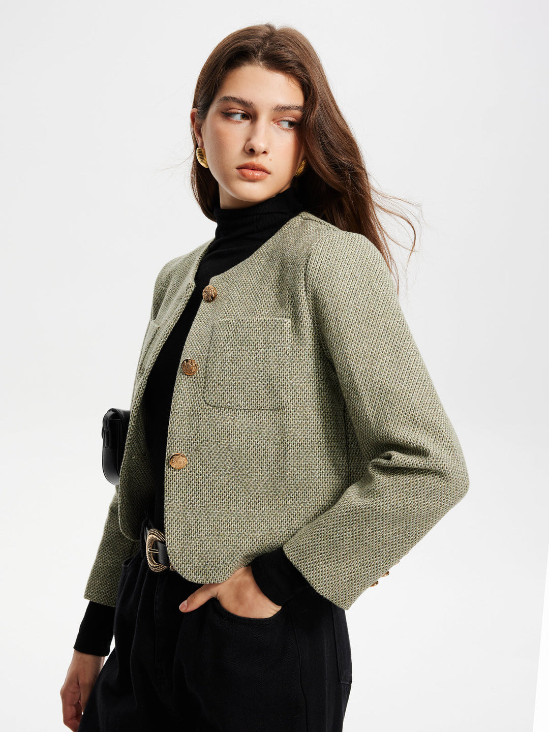 | Neck Fickor Tweed Jacka
