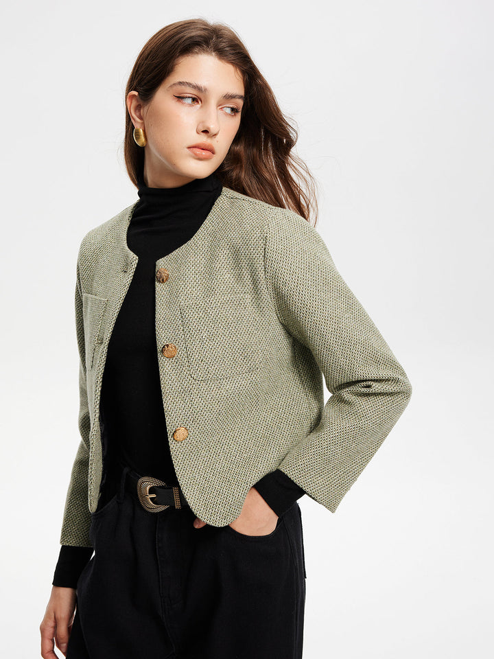 | Neck Fickor Tweed Jacka