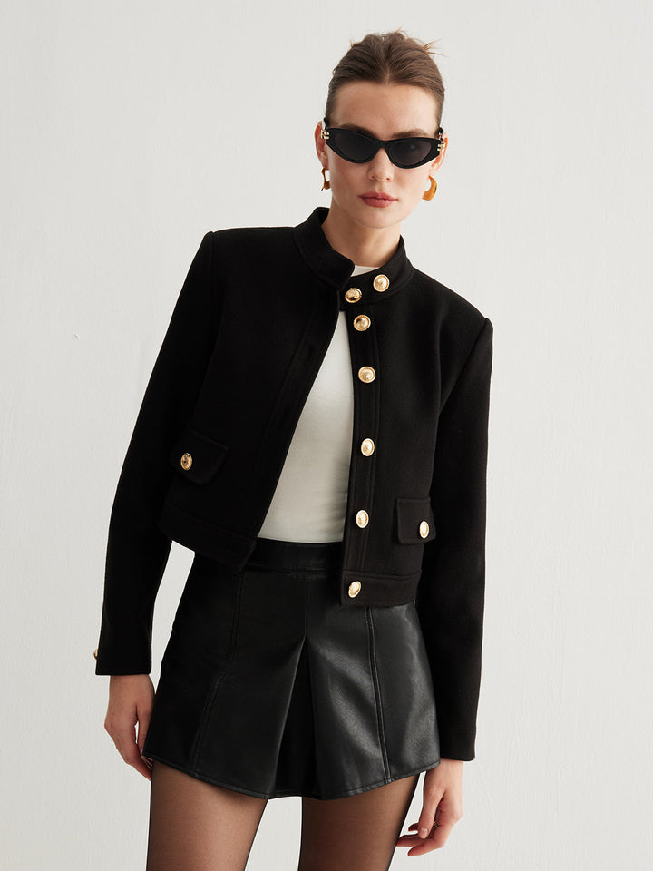 | Krage Knapp Tweed Kort Jacka