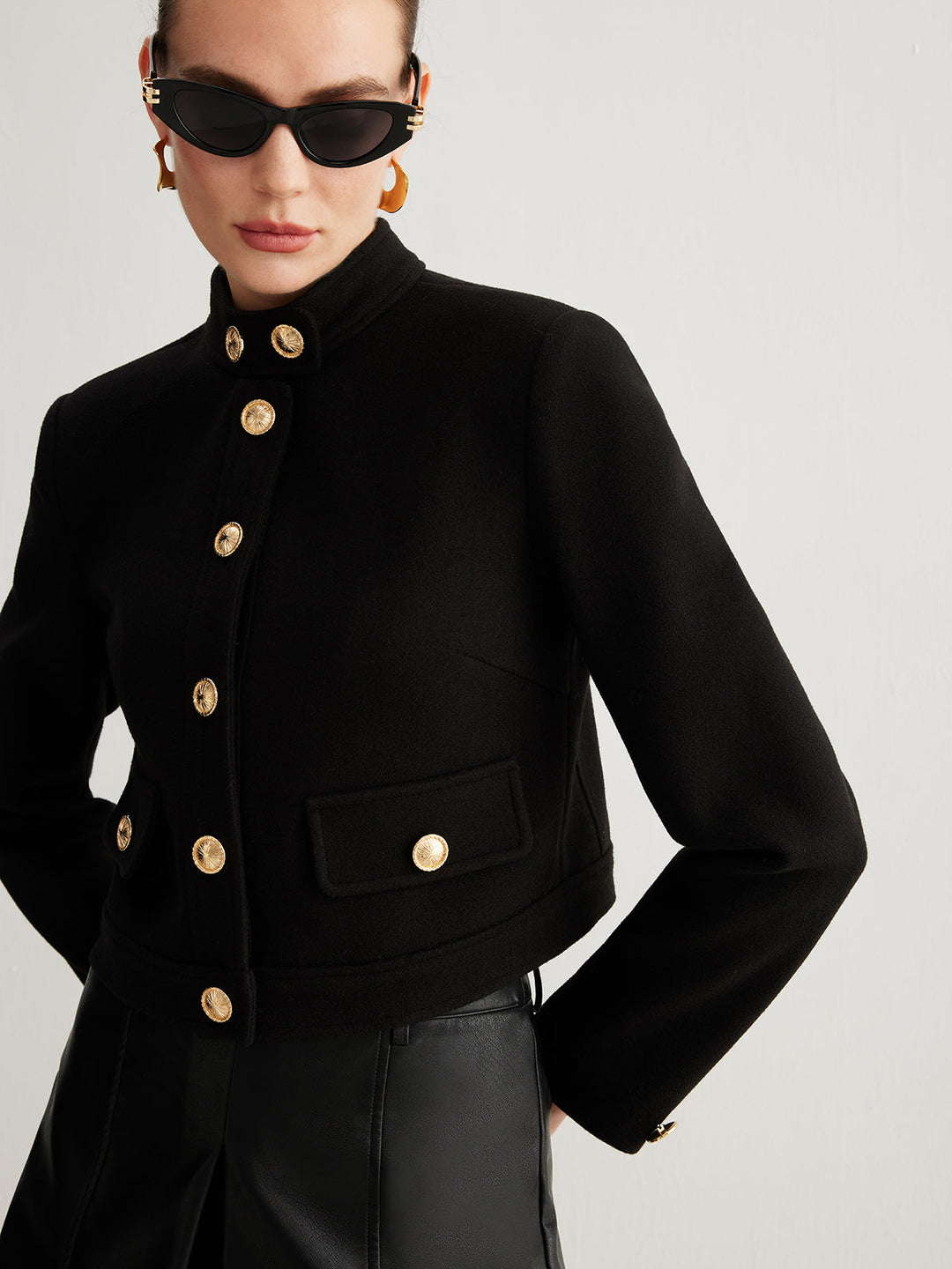 | Krage Knapp Tweed Kort Jacka