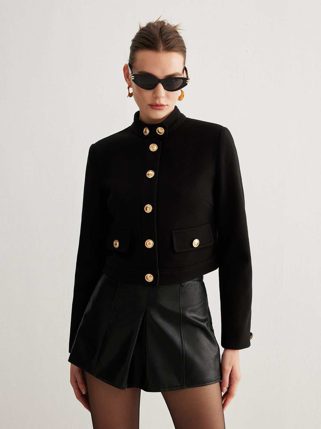 | Krage Knapp Tweed Kort Jacka