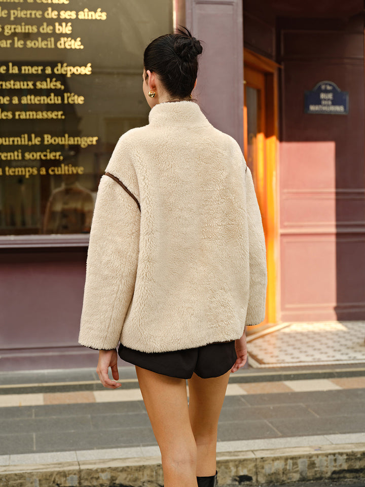Contrast Piping Fleece Jacka