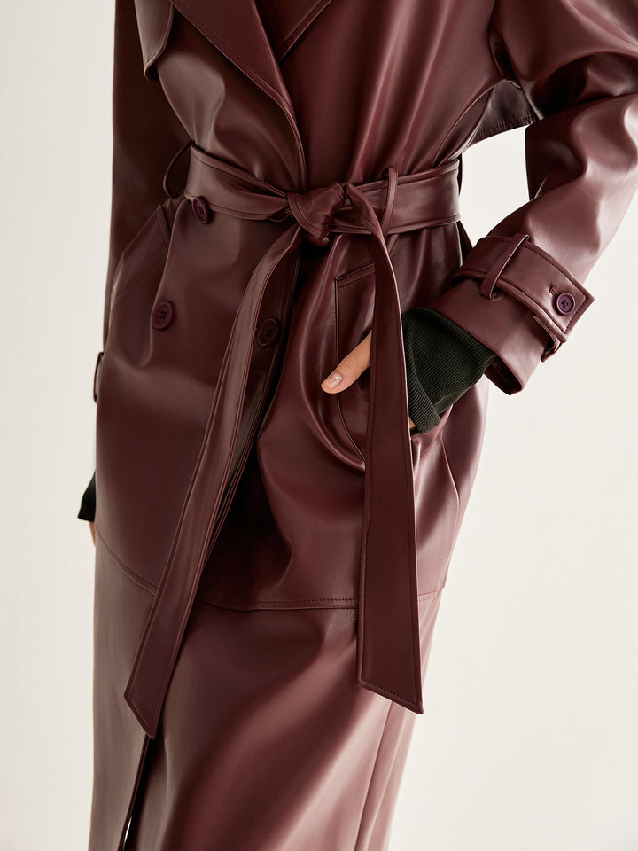 | Pu-Leather Lång Jacka
