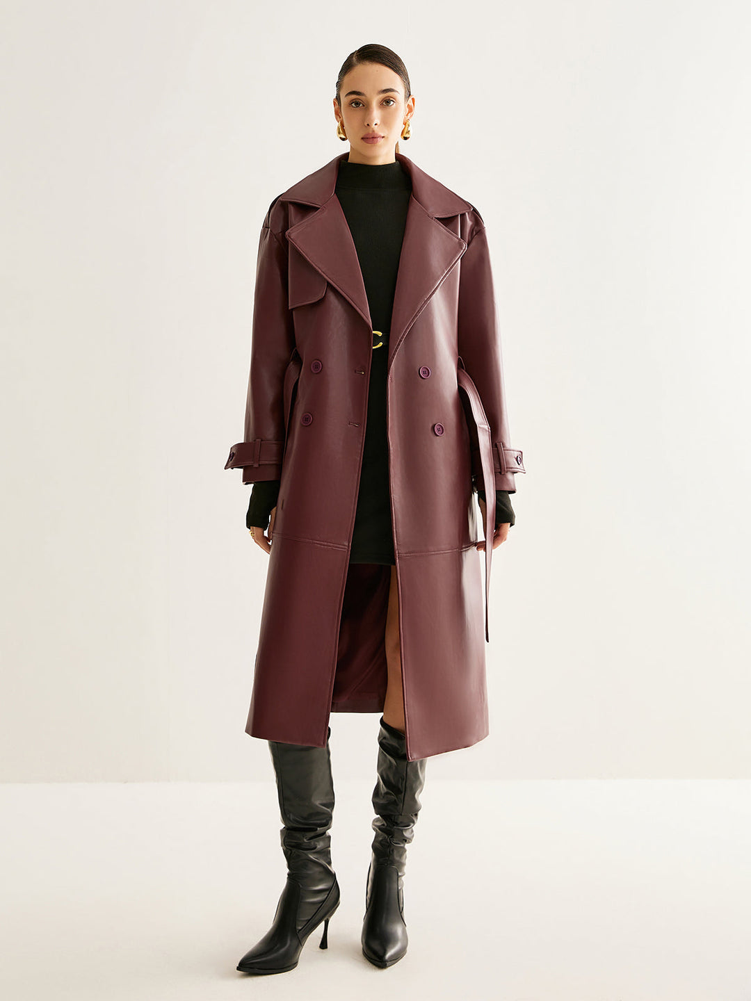 | Pu-Leather Lång Jacka