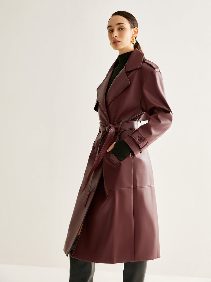 | Pu-Leather Lång Jacka