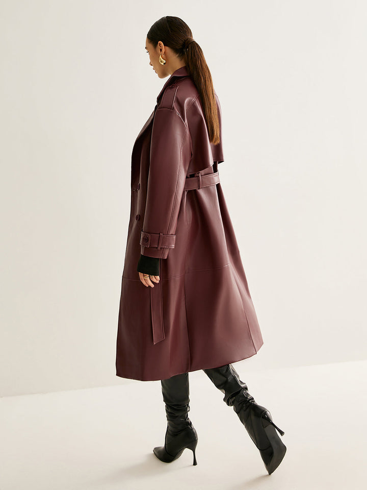 | Pu-Leather Lång Jacka