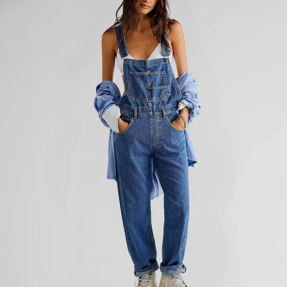 Dam Denim Overalls med Cross-Back Design