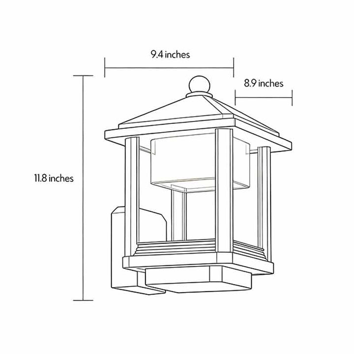 Svart Utomhus Lanternsconces Modern Vattentät Vägglampa