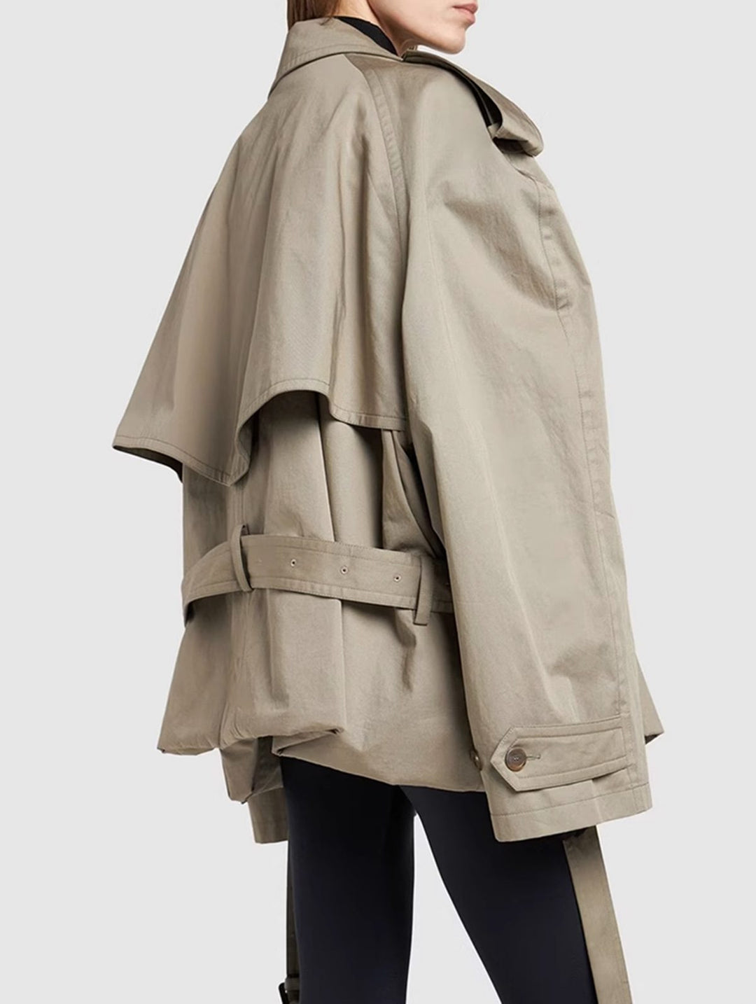 | Dam modern Cropped trenchkappa med Långa ärmar