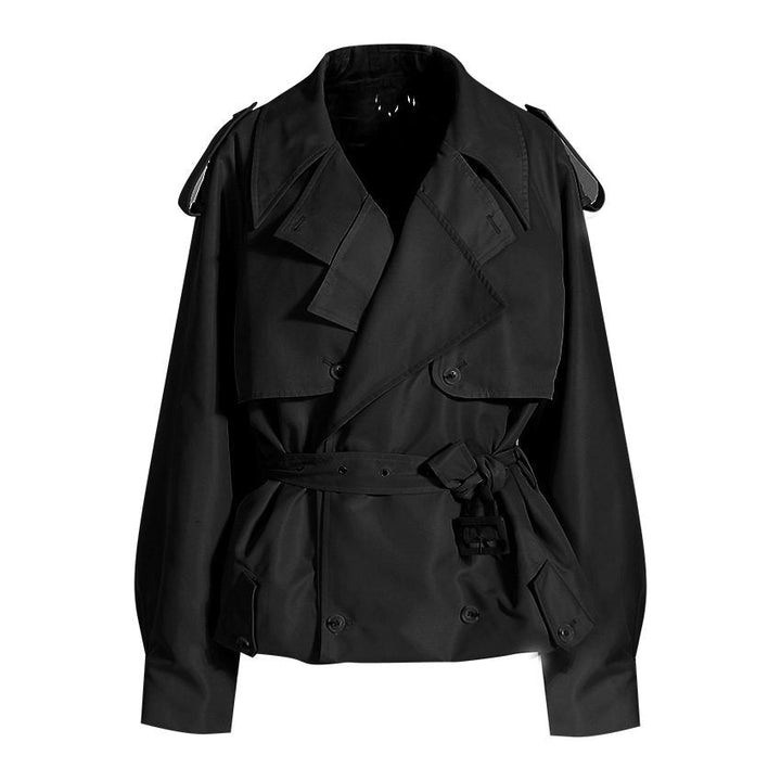 | Dam modern Cropped trenchkappa med Långa ärmar