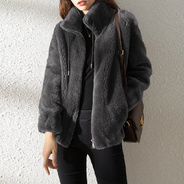 | Dam Fleece Jacka med Krage och Drawstring