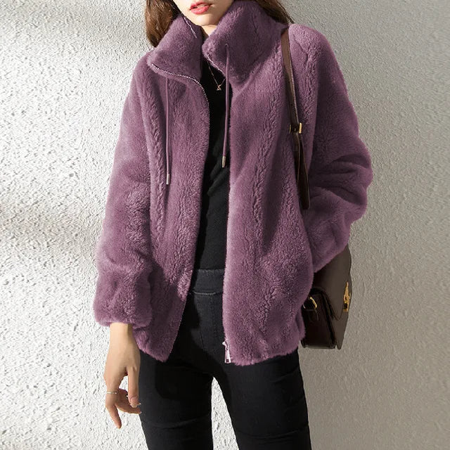 | Dam Fleece Jacka med Krage och Drawstring