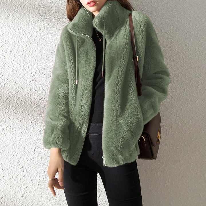 | Dam Fleece Jacka med Krage och Drawstring