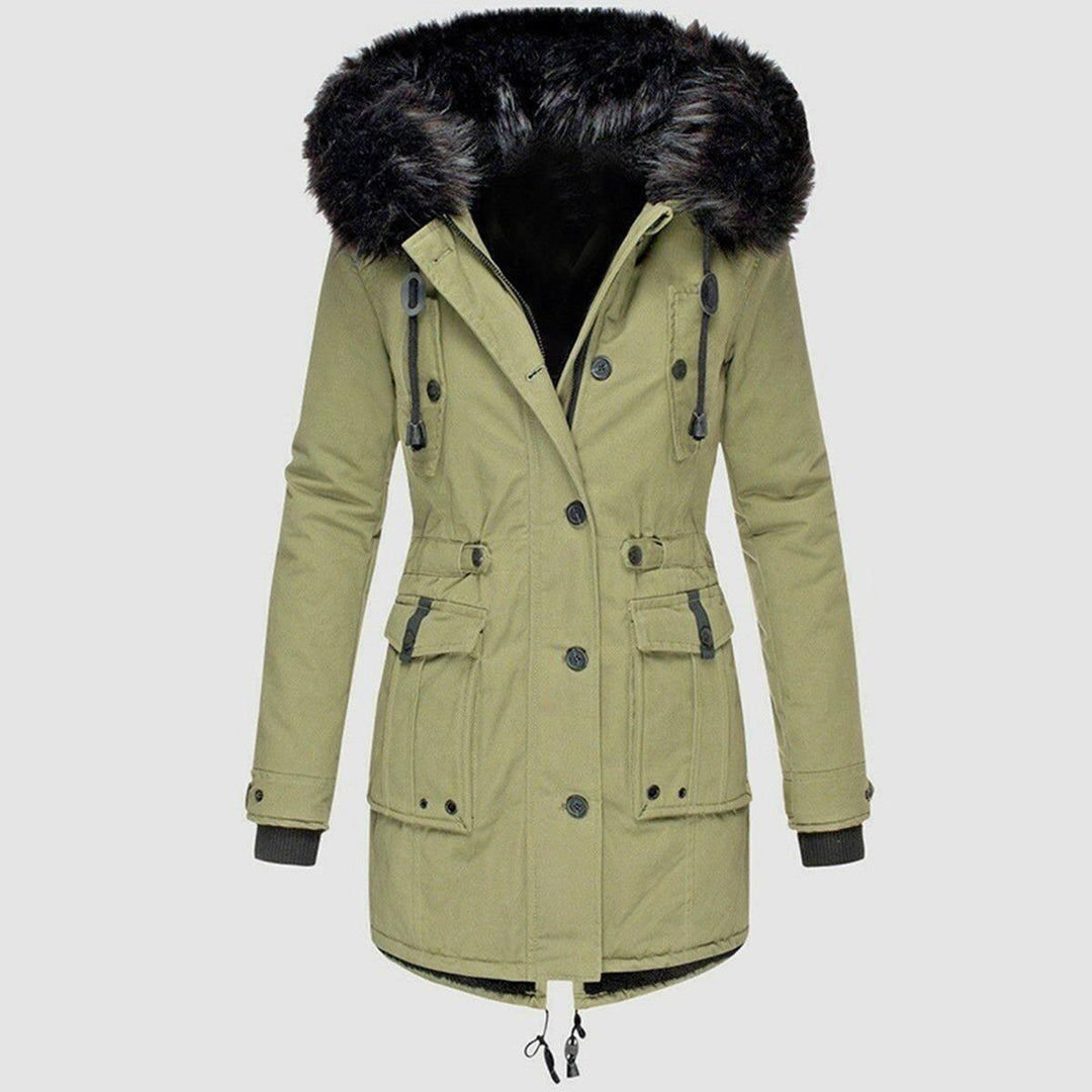 | elegant vinter parka med Fusk Päls Huva