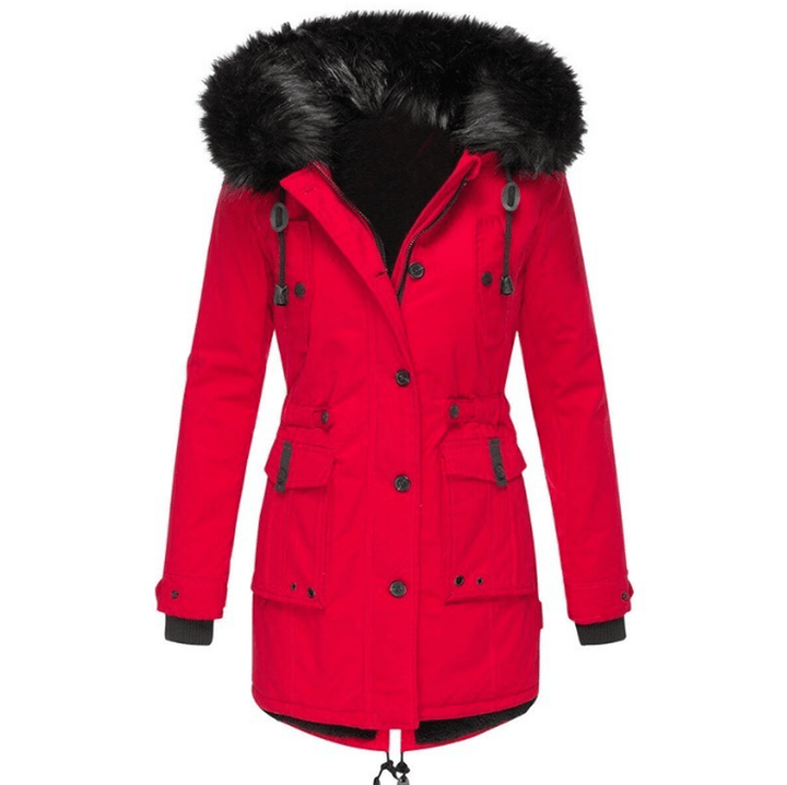| elegant vinter parka med Fusk Päls Huva