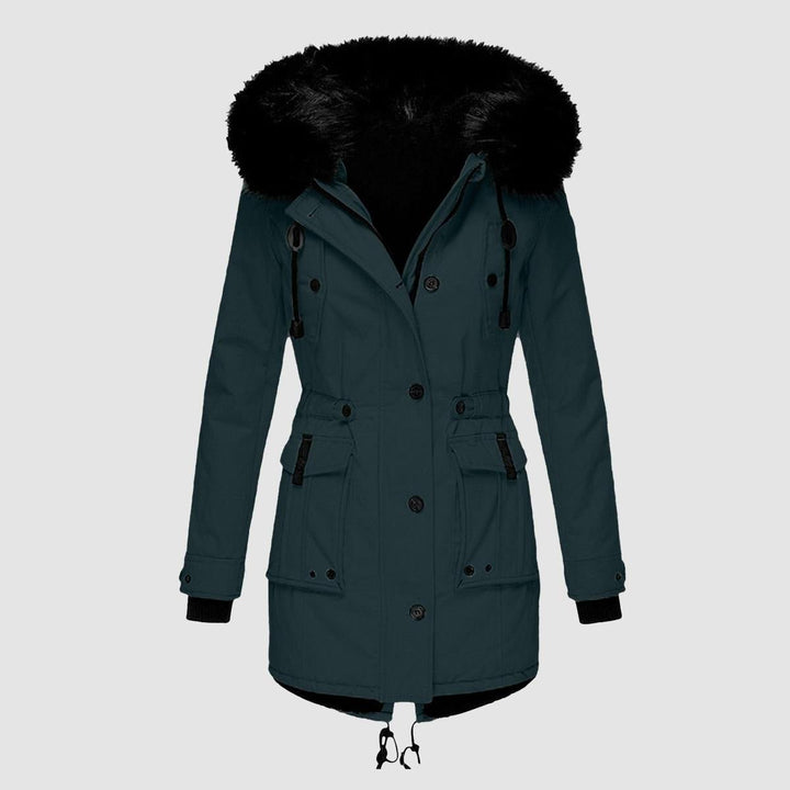 | elegant vinter parka med Fusk Päls Huva