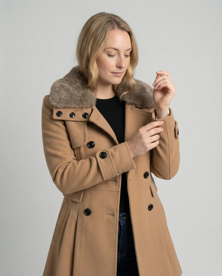 Elegant Dam Ullblandning Trenchcoat