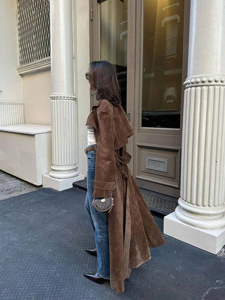| Dam Mocka trenchkappa med Midja Belt och Double knäppslå