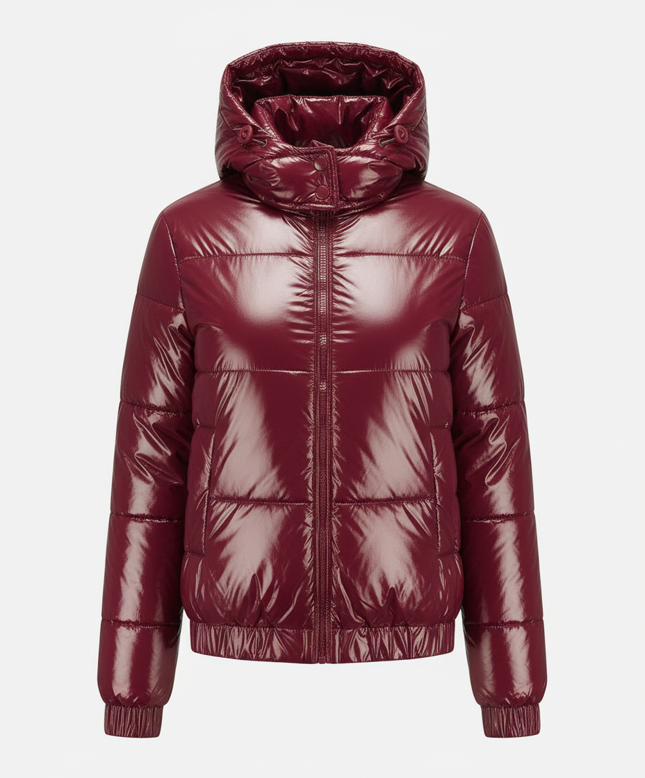 High-gloss dam quiltad jacka
