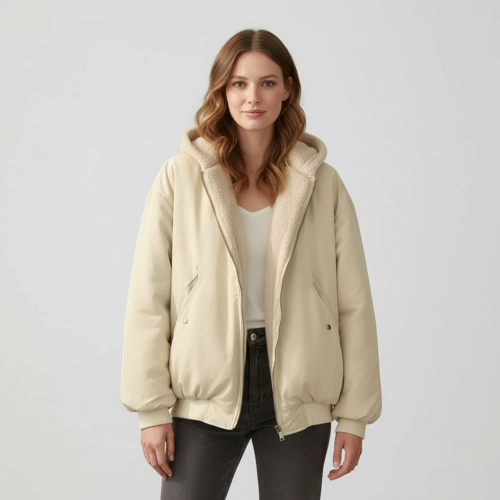 Bekväm oversize vinterjacka Dam komfort värm Fleece Look