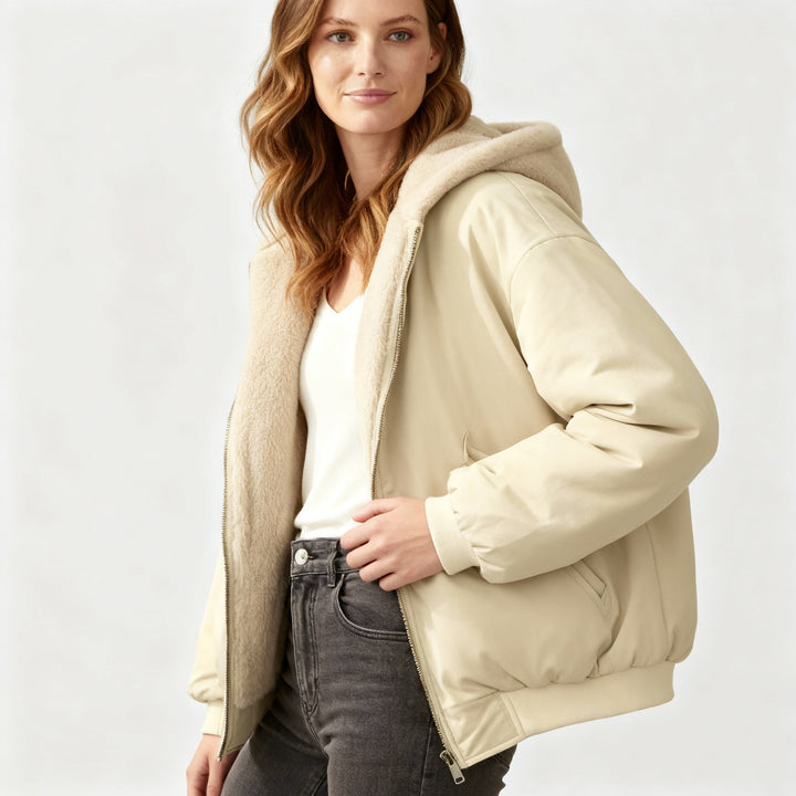 Bekväm oversize vinterjacka Dam komfort värm Fleece Look