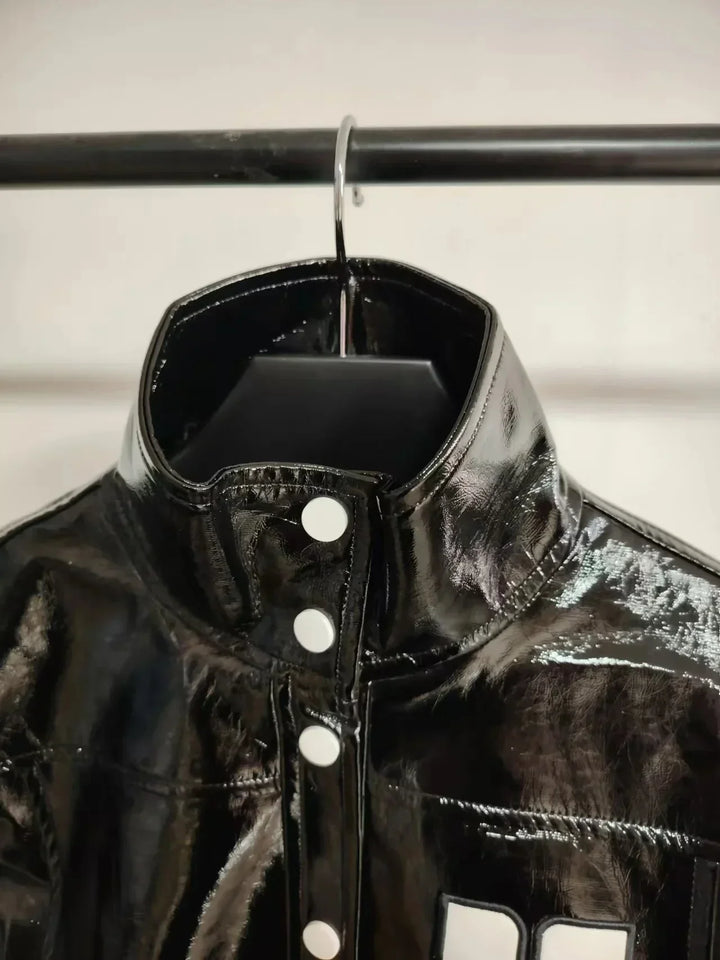 | klassisk PU Läder Jacka - Kort bikerjacka