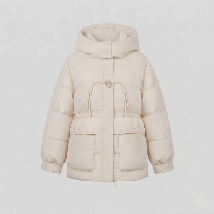 Dam Kort Oversize Vinter Parka med Voluminous Termisk Padding, Hög Stå Krage, och Extra Stora Lock Fickor