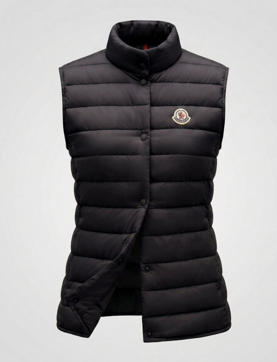 Dam Sleeveless Quiltad Isoleringsväst med Hög Stå Krage och Dold Tryckknapp Knapp Knäppning