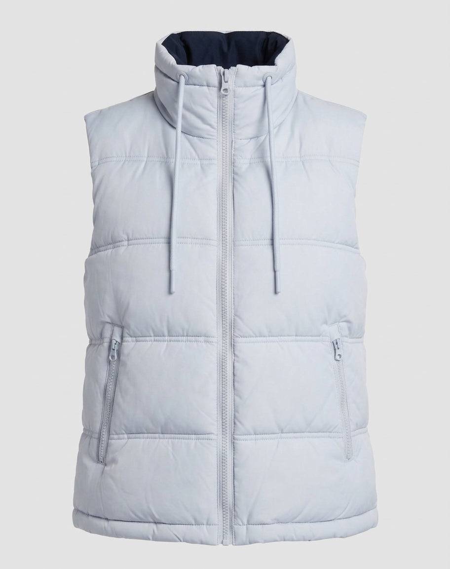 Dam Quiltad Sleeveless Thermoväst med Hög Stå Krage och Justerbar Nederkant