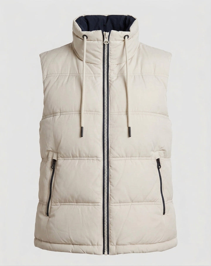 Dam Quiltad Sleeveless Thermoväst med Hög Stå Krage och Justerbar Nederkant
