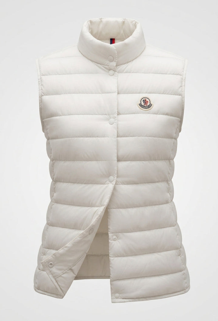 Dam Sleeveless Quiltad Isoleringsväst med Hög Stå Krage och Dold Tryckknapp Knapp Knäppning