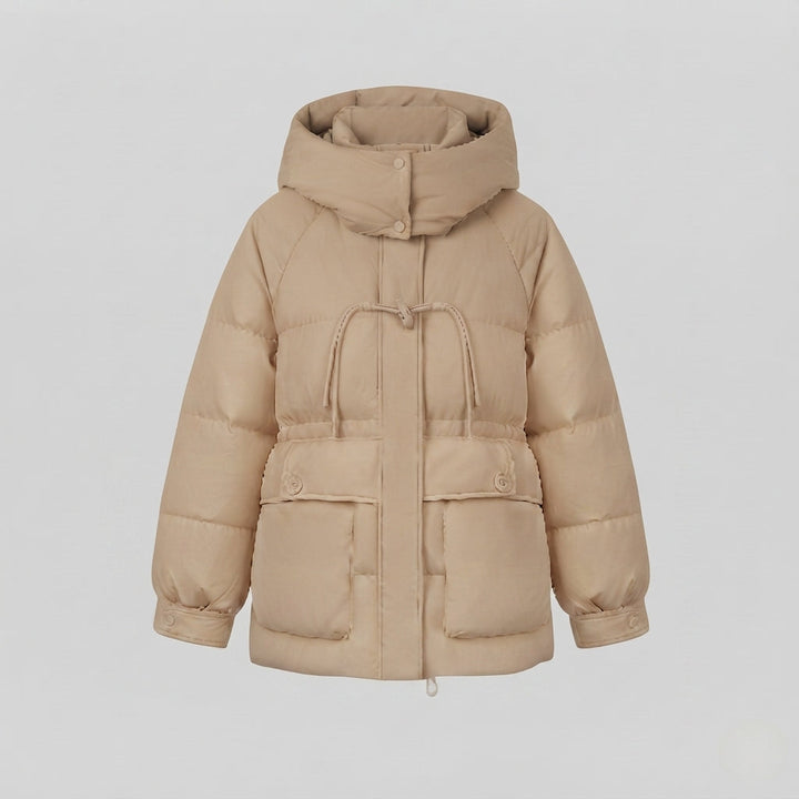Dam Kort Oversize Vinter Parka med Voluminous Termisk Padding, Hög Stå Krage, och Extra Stora Lock Fickor