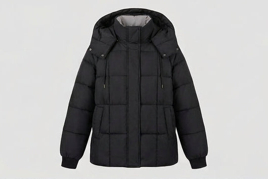 Dam Shiny Quiltad Jacka med Integrated Huva, Two-Way Dragkedja, och Termisk Padding