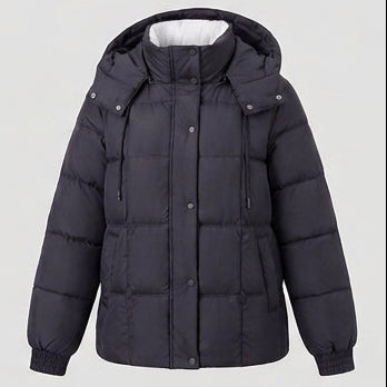 Dam Shiny Quiltad Jacka med Integrated Huva, Two-Way Dragkedja, och Termisk Padding