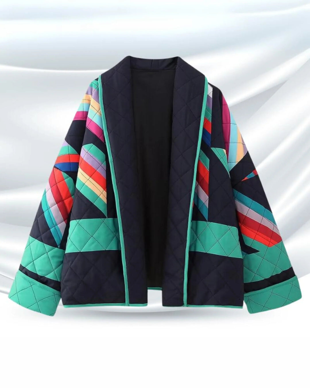 | Dam Plus Storlek Vintage vadderad Jacka med Färgglad Design