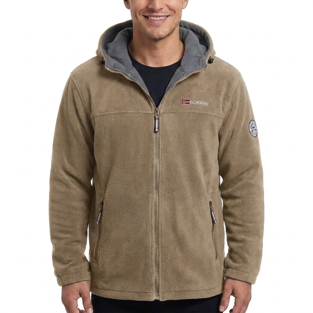 Herr Fleece Luvtröja med Teddy Foder, Hög Krage &amp; Hel-Length Dragkedja
