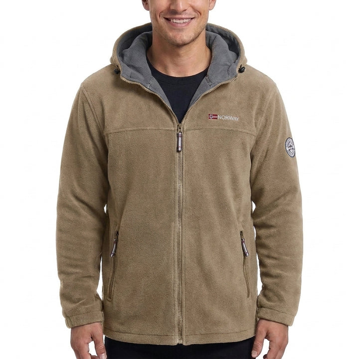 Herr Fleece Luvtröja med Teddy Foder, Hög Krage &amp; Hel-Length Dragkedja