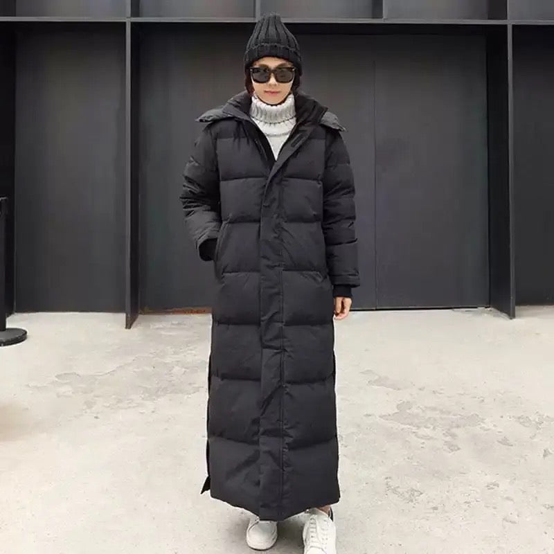| Lång quiltad Puffer Damjacka med huva