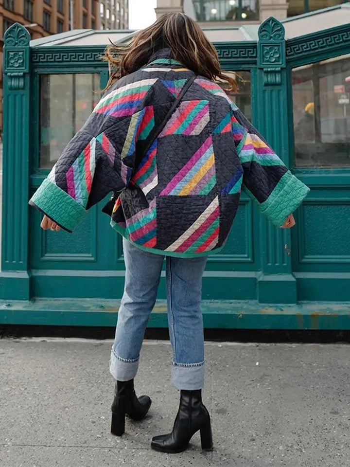 | Jacka - stilren Vintage Boho Jacka för Dam med Unique Prints